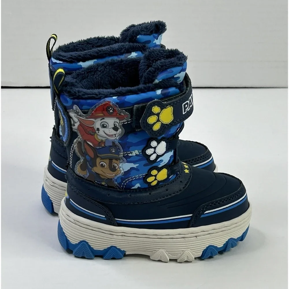 Nickelodeon Paw Patrol Chase + Marshall Dogs Toddler Boys 6 Snow Boots New Blue